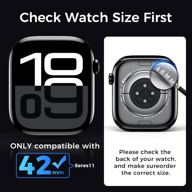 Kopration UV Tempered Glass Screen Protector for Apple Watch Series 11/10 42mm,Tempered Glass Curved Full Coverage Watch Screen Protector, Bubble Free S creen Protector for iWatch 11/10 42mm (3 Pack) - Image 2